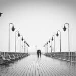 man and woman having romantic walk